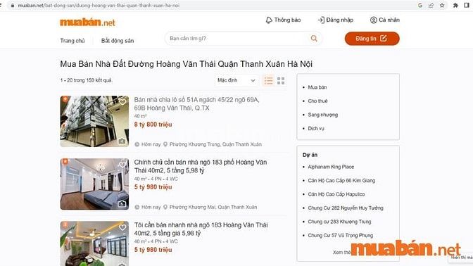Giao diện website Muaban.net