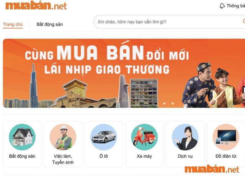 Giao diện website Muaban.net