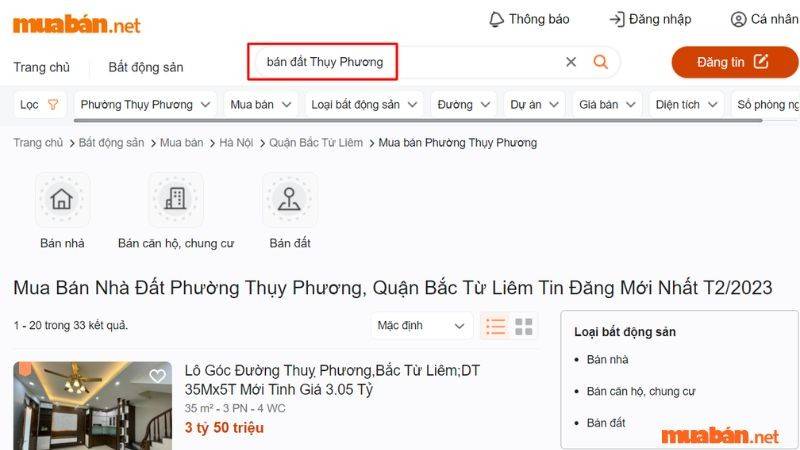 Mua bán đất Thụy Phương Bắc Từ Liêm nhanh chóng tại Muaban.net