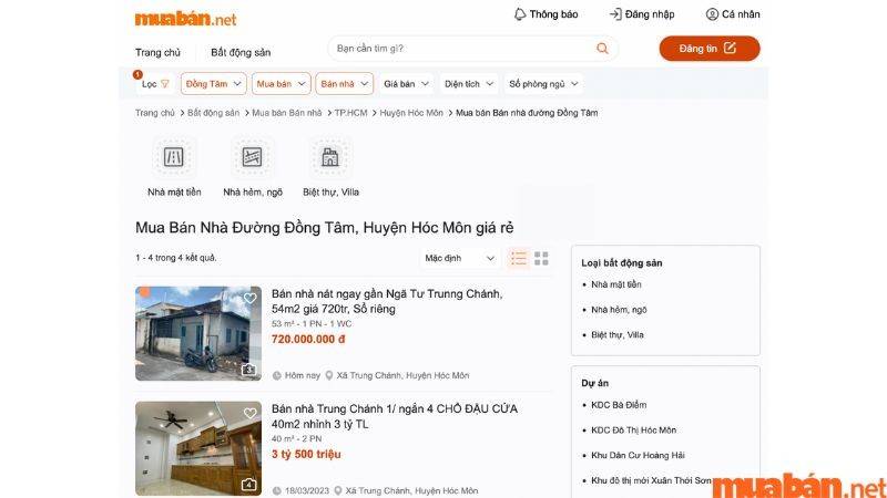 Mua bán nhà đường Đồng Tâm liên hệ Muaban.net