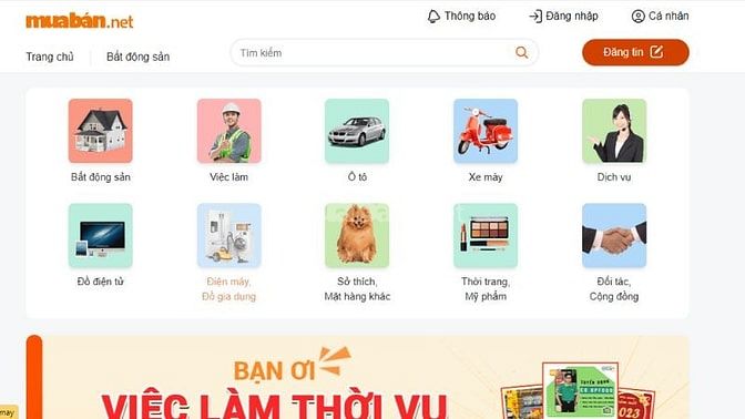 Tìm kiếm việc làm uy tín tại Muaban.net