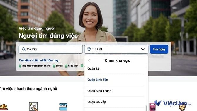 Lọc tìm việc theo khu vực dễ dàng trên Vieclam.net