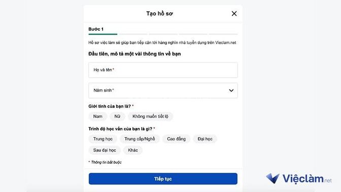 Tính năng tạo hồ sơ chỉ có tại Vieclam.net
