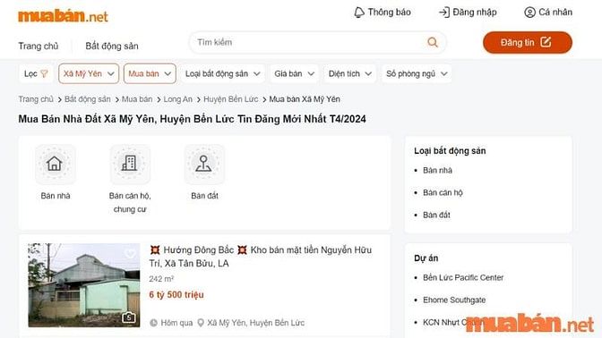 Tìm kiếm tin đăng bán đất Mỹ Yên Bến Lức trên các website Muaban.net