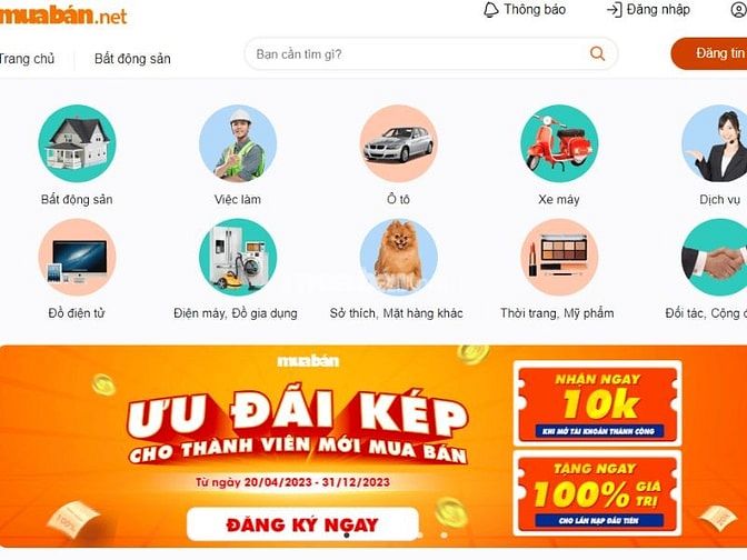 Giao diện trang Muaban.net