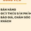 Việc làm partime theo ca tại Gò Vấp - Lê Lợi