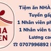 TIỆM ĂN NHÀ MẾN TUYỂN DỤNG NHÂN VIÊN PHỤC VỤ & TẠP VỤ LƯƠNG CAO