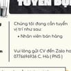 CHÍNH CHỦ CẦN TUYỂN NHÂN VIÊN BÁN HÀNG 