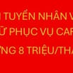 Tuyển nhân viên phục vụ cafe, nữ tuổi từ 25 đến 45, lương 8 triệu