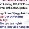 CTY DR.HUY TUYỂN GẤP- ĐI LÀM NGAY- 5 LAO ĐỘNG PHỔ THÔNG