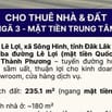 CHO THUÊ NHÀ & ĐẤT [NGÃ 3 - MẶT TIỀN TRUNG TÂM]
