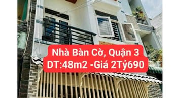 Chính Chủ Bán Gấp Nhà Bàn Cờ, P3, Quận 3 DT 48m2 GIÁ CHỈ 2Tỷ690trieu