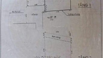 Bán nhà hẻm 2,5m Âu Cơ Phường 14 Quận 11 giá 1,95tỷ - 17m2