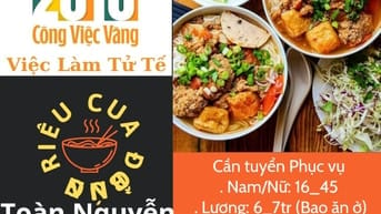 Tuyển Nam/Nữ Phụ quán Bún Riêu 