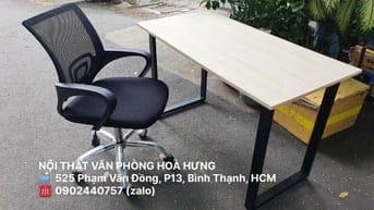 950k Bộ bàn chân sắt dài 1M2 + ghế xoay lưới vuông tay bầu, mới 100%