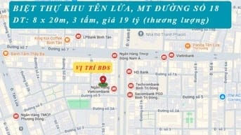 Biệt thự MT đường Số 18, khu Tên Lửa, 8 x 20m, 3 tấm, 18.5 tỷ 