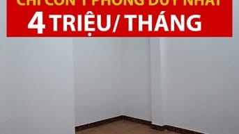 CHO THUÊ PHÒNG 4 TRIỆU, FULL NỘI THẤT, SẠCH ĐẸP, YÊN TĨNH