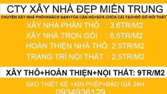 Đơn giá xây thô và xây nhà đẹp trọn gói giá tốt nhất Đà Nẵng 2025