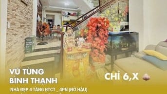 [BT33] Nhà đẹp 4 tầng BTCT - Cạnh Chợ Bà Chiểu - 4,2 x 15m _ Chỉ 6,x