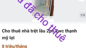 Cho thuê nhà trệt lầu 2pn 2wc thạnh mỹ lợi