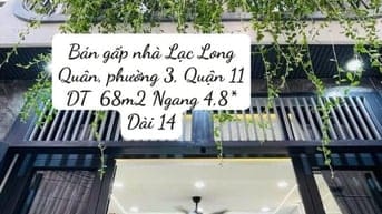 Bán gấp nhà 68m2 đường Lạc Long Quân, P.3, Quận 11 Hẻm oto Giá 1 Tỷ990