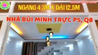 Nhà tuyệt đẹp, ngay Chợ Sáng Bùi M Trực P5,Q8, 1trệt, 1lầu, 4,3mx12,5m