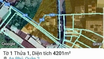 Bán đất thổ cư 3400m², Q.2, An Phú, 195 tỷ, sổ đỏ