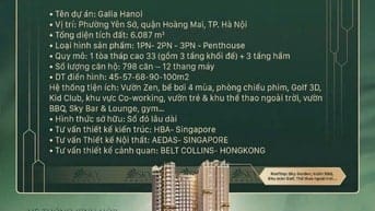 NHẬN BOOKING DỰ ÁN GALIA YÊN SỞ