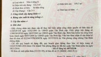 Bán Nhà nguyên căn, hẻm Ô tô đường Nguyễn Thái Bình, Phường 12, Quận T