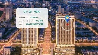 2,6 tỷ - Căn STUDIO 34,1m2 - view biển + bán đảo Sơn Trà - chiết khấu 