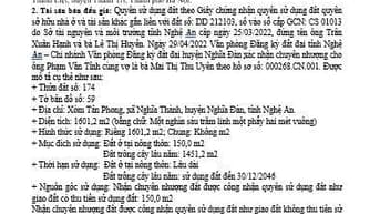 CÔNG TY ĐẤU GIÁ HỢP DANH SỐ 1 QUỐC GIA THÔNG BÁO BÁN ĐẤU GIÁ TÀI SẢN