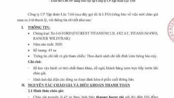 TĐ Lộc Trời TB mời chào giá xe ô tô