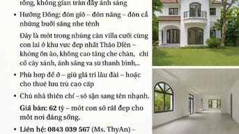 CẦN BÁN VILLA GIÁ TỐT CÒN SÓT LẠI GIỮA THẢO ĐIỀN - 350m2 - 62tỷ
