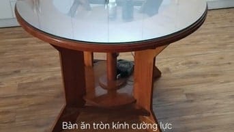 Bàn ăn tròn, mặt kính cường lực 