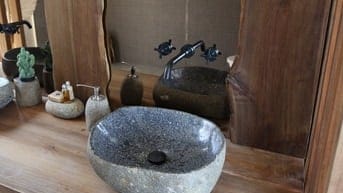 Bồn rửa lavabo đá cuội đá cẩm thạch tự nhiên cho quán cà phê, biệt thự