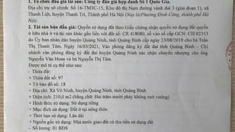 Công ty đấu giá Hợp danh Số 1 Quốc Gia thông báo bán đấu giá tài sản 