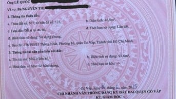 Chính chủ bán nhà hẻm xe hơi 276/105/11 Thống Nhất, phuong16, Gò Vấp