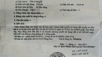 CHính CHủ Cần Bán 3 Căn Nhà Khu Bàu Cát- Tân Bình- TPHCM