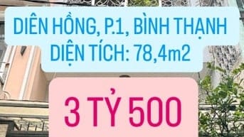 🌿 Chủ hạ giá còn 3Tỷ500 bán gấp nhà đường Diên Hồng, Bình Thạnh 