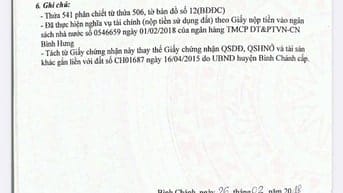 Bán nền đất 6x13,5m (80m2) đường Bờ Bao QL50 vào 30m