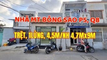Nhà MT căn góc Bông Sao, khu kd Chợ Sáng BS.Trệt,1lầu, 4,5m/NH 4,7mx9m