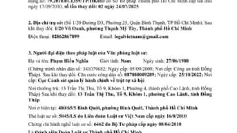 Thay đổi nội dung đăng ký hoạt động Văn Phòng Luật Sư Legal Việt Nam
