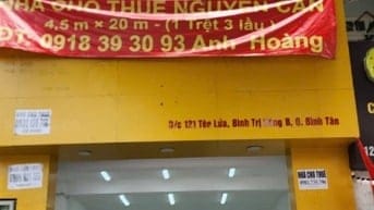 Cho thuê Nhà mặt Tiền nguyên căn 4,5 x 20m, hướng Đông, 1 trệt, 3 lầu