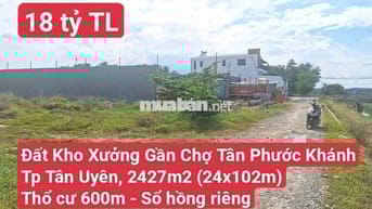 🆘 Đất Kho Xưởng Gần Chợ Tân Phước Khánh TpTân Uyên (P Tân Khánh HCM)