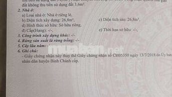 Cần bán nhà SHR,bình chánh thổ cư đầy đủ đang cho thuê
