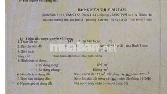 Bán Lô Đất Mặt Tiền Đường Nhựa Trưng Nhị Tân An,Phường La Gi,Lâm Đồng.