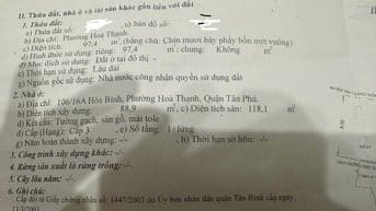 Cần bán gấp nhà hẻm nhỏ đường Hoà Bình