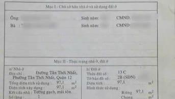 Bán nhà phường Tân Thới Nhất - 4mx27m - Ngay Chợ Lạc Quang - 4 tỷ 500