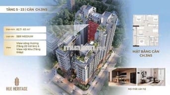 CĂN HỘ TRUNG TÂM THÀNH PHỐ HUẾ, 3PN 75m2. GIÁ TỐT TỪ CĐT DỰ ÁN