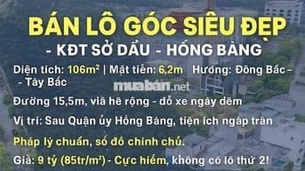 Bán lô góc *** sau quận uỷ Hồng Bàng siêu đẹp